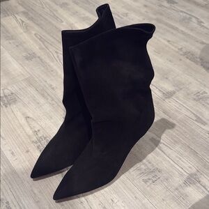 Aquazzura Black Heeled Boots Pointed Toe Elegance NEW
